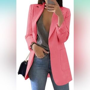 Pink oversized blazer with pockets